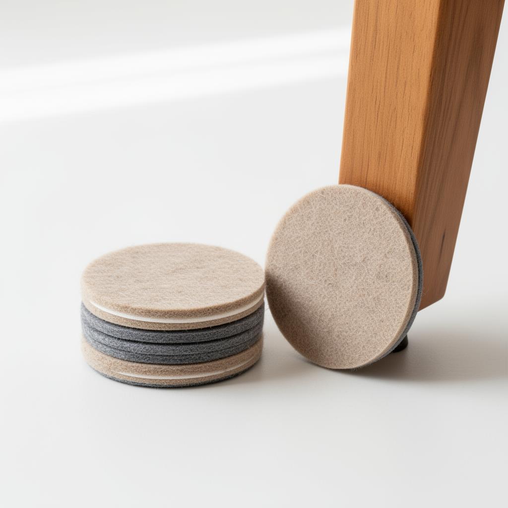 Felt furniture floor pads bundle on white surface
