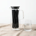 Bamboo charcoal water filter carafe with glass tumbler